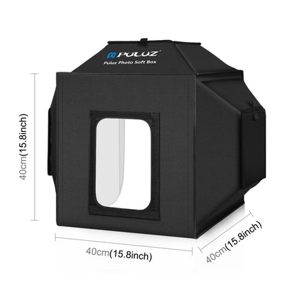 PULUZ 40cm Folding 72W 5500K Studio Shooting Tent Soft Box Photography Lighting Kit with 4 Colors (Black, Orange, White, Green) Backdrops(UK Plug) -  by PULUZ | Online Shopping South Africa | PMC Jewellery | Buy Now Pay Later Mobicred