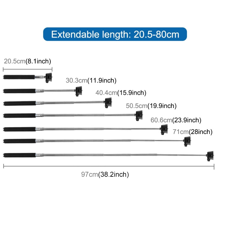 PULUZ Extendable Handheld Selfie Monopod for GoPro Hero12 Black / Hero11 /10 /9 /8 /7 /6 /5, Insta360 Ace / Ace Pro, DJI Osmo Action 4 and Other Action Cameras, Length: 22.5-80cm - Extendable Pole by PULUZ | Online Shopping South Africa | PMC Jewellery | Buy Now Pay Later Mobicred