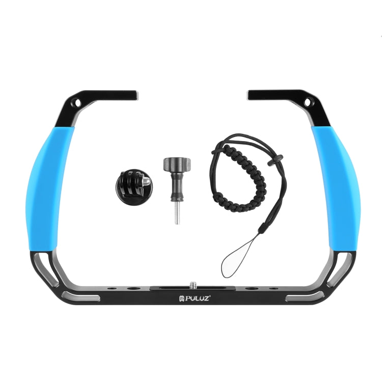 PULUZ Dual Silicone Handles Aluminium Alloy Underwater Diving Rig for GoPro, Other Action Cameras and  Smartphones (Blue) - free shipping - PMC TechLife - Order now!