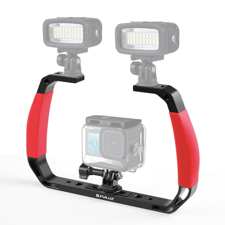 PULUZ Dual Silicone Handles Aluminium Alloy Underwater Diving Rig for GoPro, Other Action Cameras and  Smartphones (Red) - free shipping - PMC TechLife - Order now!