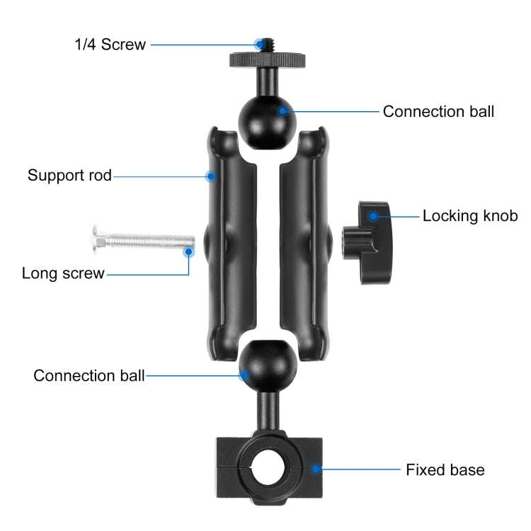 PULUZ Motorcycle Holder Rearview Mirror Fixed Mount for GoPro and Other Action Cameras (Black) - Bicycle Handlebar Mount by PULUZ | Online Shopping South Africa | PMC TechLife | Buy Now Pay Later Mobicred