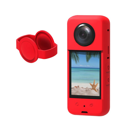 For Insta360 X3 PULUZ Silicone Protective Case with Lens Cover(Red) - Case & Bags by PULUZ | Online Shopping South Africa | PMC Jewellery