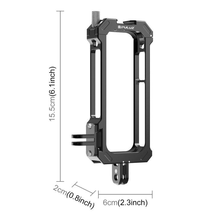 For Insta360 X3 PULUZ Metal Protective Cage Rig Housing Frame with Expand Cold Shoe Base & Tripod Adapter(Black) - Mount & Holder by PULUZ | Online Shopping South Africa | PMC Jewellery | Buy Now Pay Later Mobicred