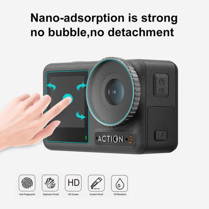 For DJI Osmo Action 3  PULUZ 3-in-1 Lens Front and Back Screen Tempered Glass Explosion-proof Film -  by PULUZ | Online Shopping South Africa | PMC Jewellery | Buy Now Pay Later Mobicred