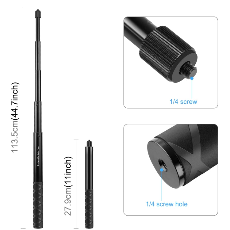 For Insta360 X3 / X4 PULUZ Rotary Handle Desktop Tripod Stand 110cm Selfie Stick Monopod (Black) - Self Monopod Grip by PULUZ | Online Shopping South Africa | PMC Jewellery