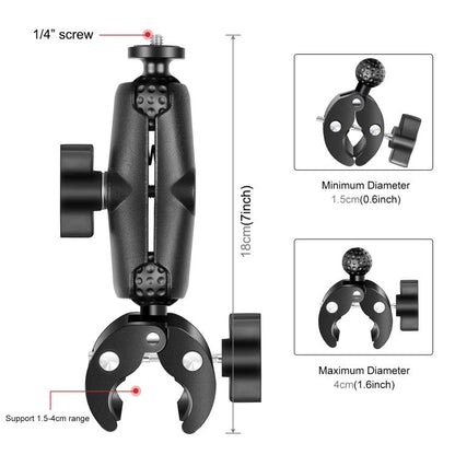 PULUZ Motorcycle Crab Clamp Handlebar Fixed Mount Holder for GoPro and Other Action Cameras(Black) - Bicycle Handlebar Mount by PULUZ | Online Shopping South Africa | PMC Jewellery | Buy Now Pay Later Mobicred