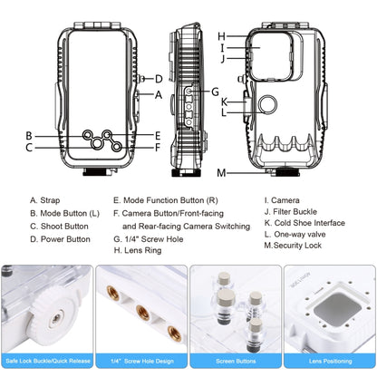 PULUZ 40m/130ft Waterproof Diving Case for iPhone 16 / 15 / 15 Pro / 14 / 14 Pro / 13 / 13 Pro / 12 / 12 Pro, with One-way Valve Photo Video Taking Underwater Housing Cover(White) - iPhone 14 Cases by PULUZ | Online Shopping South Africa | PMC Jewellery | Buy Now Pay Later Mobicred