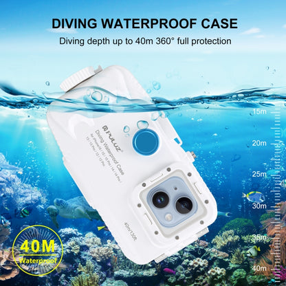 PULUZ 40m/130ft Waterproof Diving Case for iPhone 16 / 15 / 15 Pro / 14 / 14 Pro / 13 / 13 Pro / 12 / 12 Pro, with One-way Valve Photo Video Taking Underwater Housing Cover(White) - iPhone 14 Cases by PULUZ | Online Shopping South Africa | PMC Jewellery | Buy Now Pay Later Mobicred