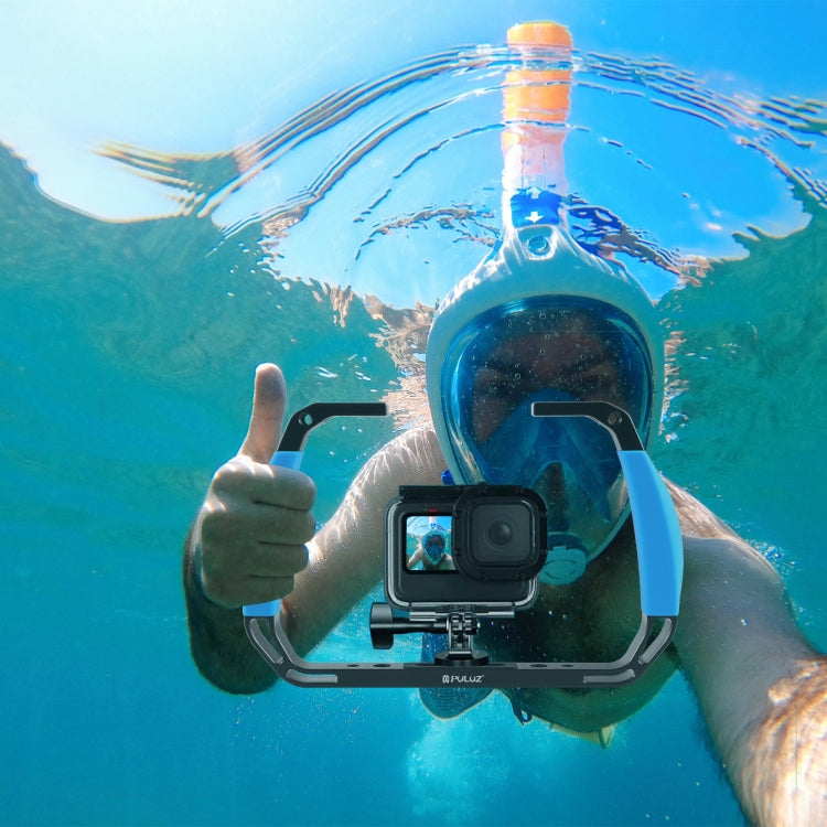 PULUZ Dual Silicone Handles Aluminium Alloy Underwater Diving Rig for GoPro, DJI OSMO Action, Insta360 and Other Action Cameras (Blue) - free shipping - PMC TechLife - Order now!