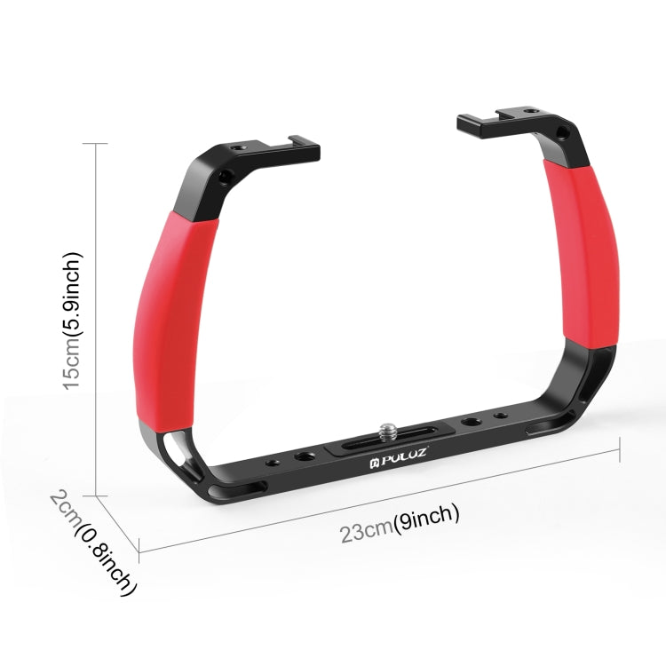 PULUZ Dual Silicone Handles Aluminium Alloy Underwater Diving Rig for GoPro, DJI OSMO Action, Insta360 and Other Action Cameras (Red) - free shipping - PMC TechLife - Order now!