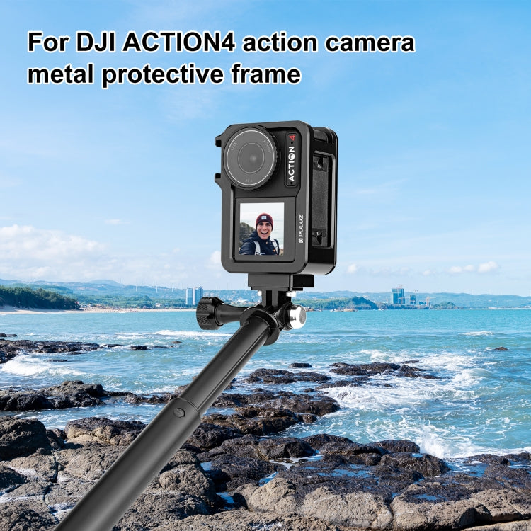 For DJI Osmo Action 4 / 3 PULUZ Metal Cage Expansion Adapter Frame with Cold Shoe (Black) - Protection Frame by PULUZ | Online Shopping South Africa | PMC Jewellery | Buy Now Pay Later Mobicred