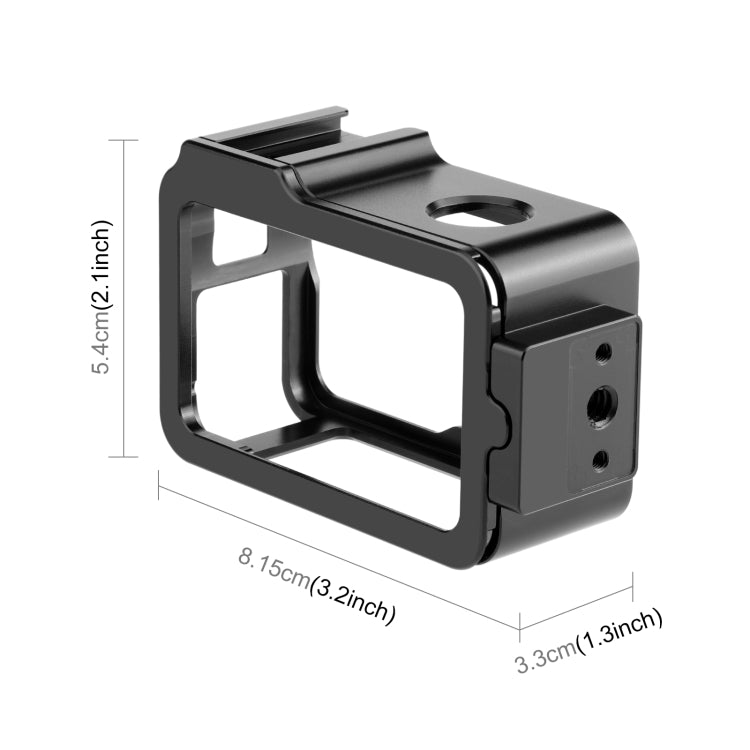 For DJI Osmo Action 4 / 3 PULUZ Metal Cage Expansion Adapter Frame with Cold Shoe (Black) - Protection Frame by PULUZ | Online Shopping South Africa | PMC Jewellery | Buy Now Pay Later Mobicred