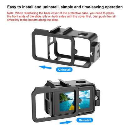 For DJI Osmo Action 4 / 3 PULUZ Metal Cage Expansion Adapter Frame with Cold Shoe (Black) - Protection Frame by PULUZ | Online Shopping South Africa | PMC Jewellery | Buy Now Pay Later Mobicred