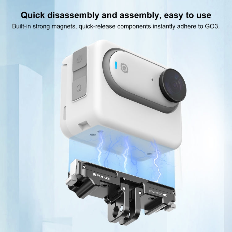 For Insta360 GO3 / GO 3S PULUZ Magnetic Aluminum Alloy Quick Release Base Mount (Black) - Others by PULUZ | Online Shopping South Africa | PMC TechLife | Buy Now Pay Later Mobicred