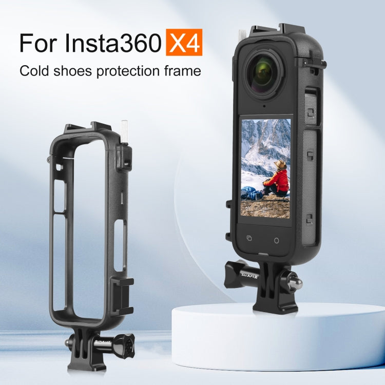 For Insta360 X4 PULUZ Cold Shoe PC Plastic Protective Frame with Adapter Mount & Screw (Black) - Mount & Holder by PULUZ | Online Shopping South Africa | PMC Jewellery | Buy Now Pay Later Mobicred