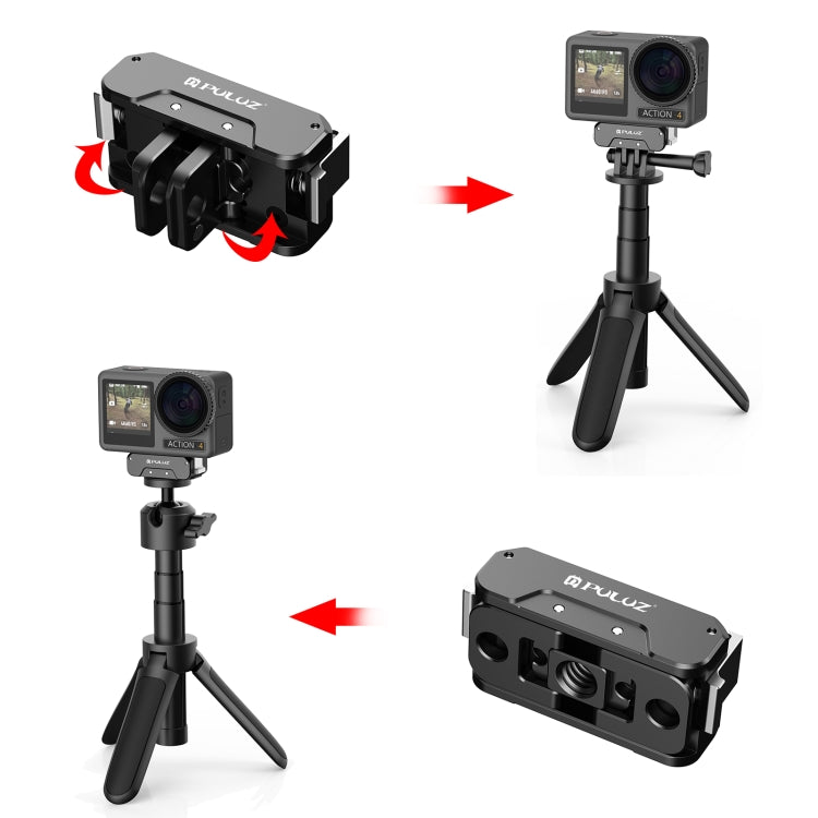 For DJI Osmo Action 5 Pro / 4 / 3 PULUZ Magnetic Quick Release Metal Base (Black) - Mount & Holder by PULUZ | Online Shopping South Africa | PMC TechLife | Buy Now Pay Later Mobicred