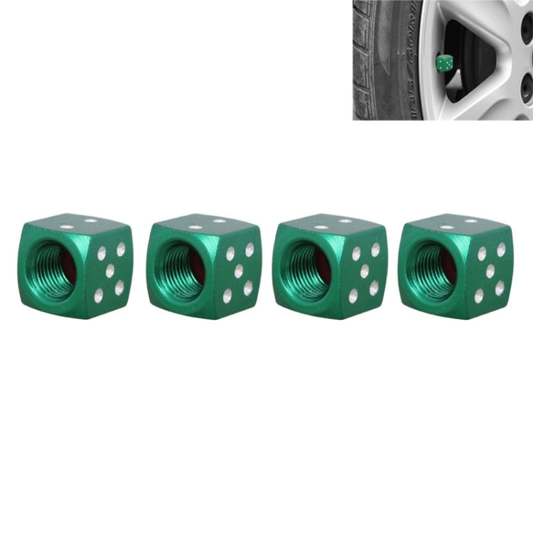 Universal 8mm Dice Style Aluminium Alloy Car Tire Valve Caps, Pack of 4(Green) - Tire Valve Caps by PMC Jewellery | Online Shopping South Africa | PMC Jewellery