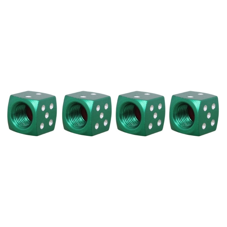 Universal 8mm Dice Style Aluminium Alloy Car Tire Valve Caps, Pack of 4(Green) - Tire Valve Caps by PMC Jewellery | Online Shopping South Africa | PMC Jewellery