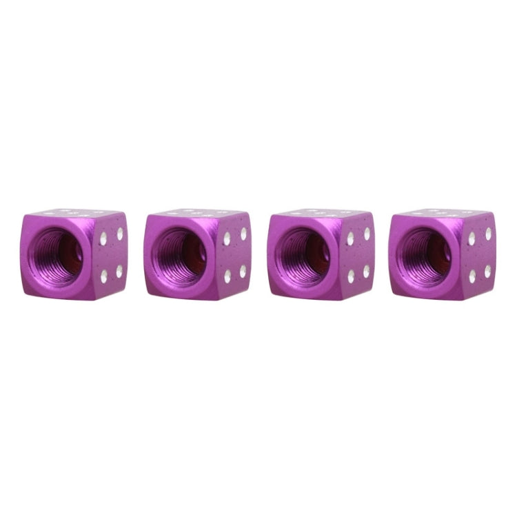 Universal 8mm Dice Style Aluminium Alloy Car Tire Valve Caps, Pack of 4(Purple) - Tire Valve Caps by PMC Jewellery | Online Shopping South Africa | PMC Jewellery