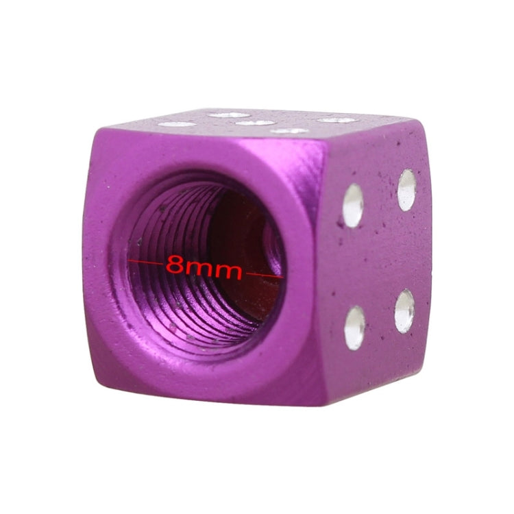 Universal 8mm Dice Style Aluminium Alloy Car Tire Valve Caps, Pack of 4(Purple) - Tire Valve Caps by PMC Jewellery | Online Shopping South Africa | PMC Jewellery