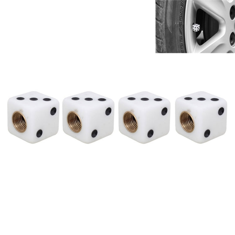 Universal 8mm Dice Style Plastic Car Tire Valve Caps, Pack of 4(White) - Tire Valve Caps by PMC Jewellery | Online Shopping South Africa | PMC Jewellery