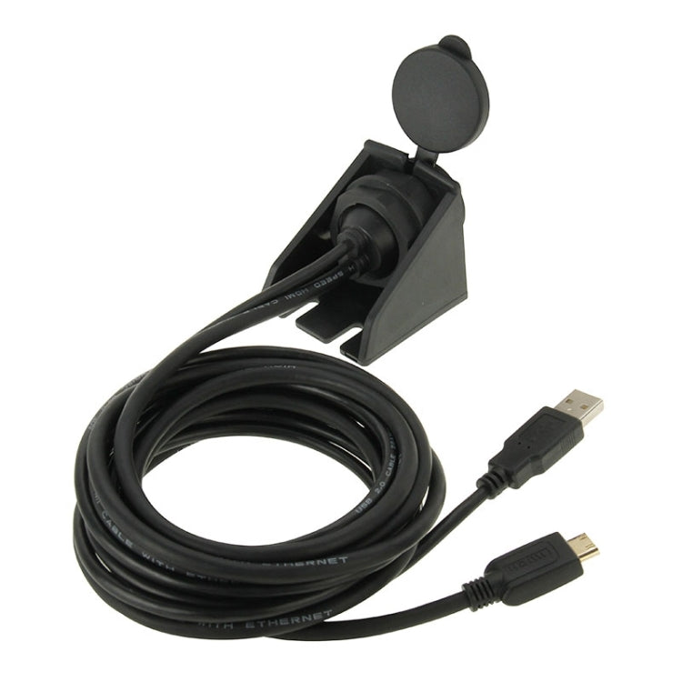 USB 2.0 & Mini HDMI (Type-C) Male to USB 2.0 & HDMI (Type-A) Female Adapter Cable with Car Flush Mount, Length: 2m - DIY Cables by PMC Jewellery | Online Shopping South Africa | PMC Jewellery