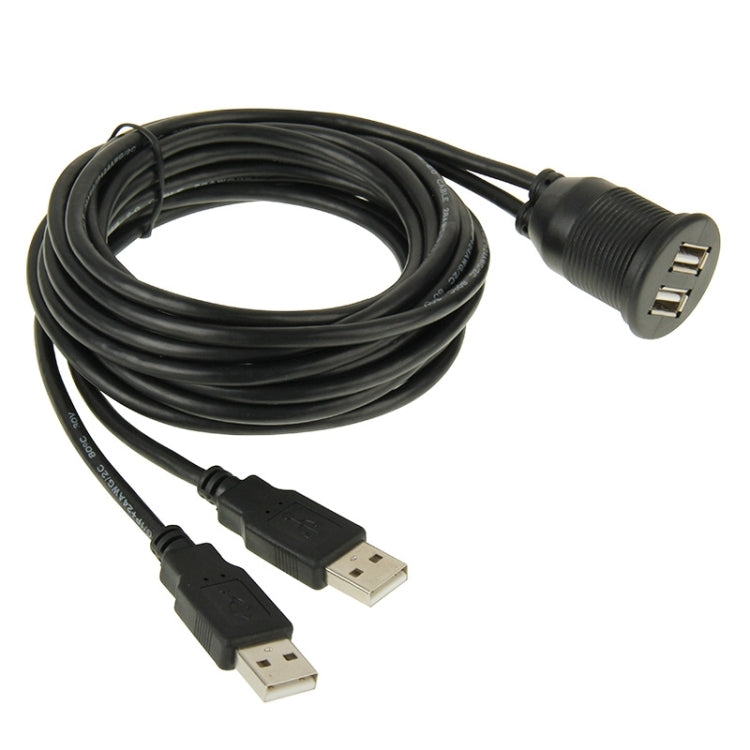 2 USB 2.0 Male to Female Extension Cable with Car Flush Mount, Length: 2m - DIY Cables by PMC TechLife | Online Shopping South Africa | PMC TechLife