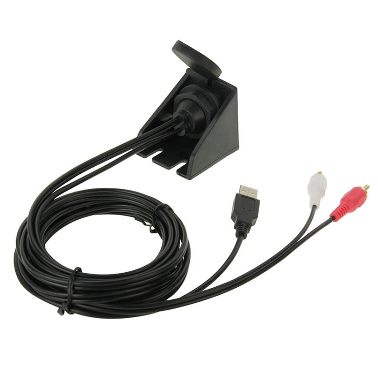 USB 2.0 & 2 RCA Male to USB 2.0 & 3.5mm Female Adapter Cable with Car Flush Mount, Length: 2m - DIY Cables by PMC Jewellery | Online Shopping South Africa | PMC Jewellery