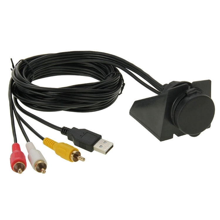 USB 2.0 & 3 RCA Male to USB 2.0 & 3.5mm Female Adapter Cable with Car Flush Mount, Length: 2m - DIY Cables by PMC Jewellery | Online Shopping South Africa | PMC Jewellery