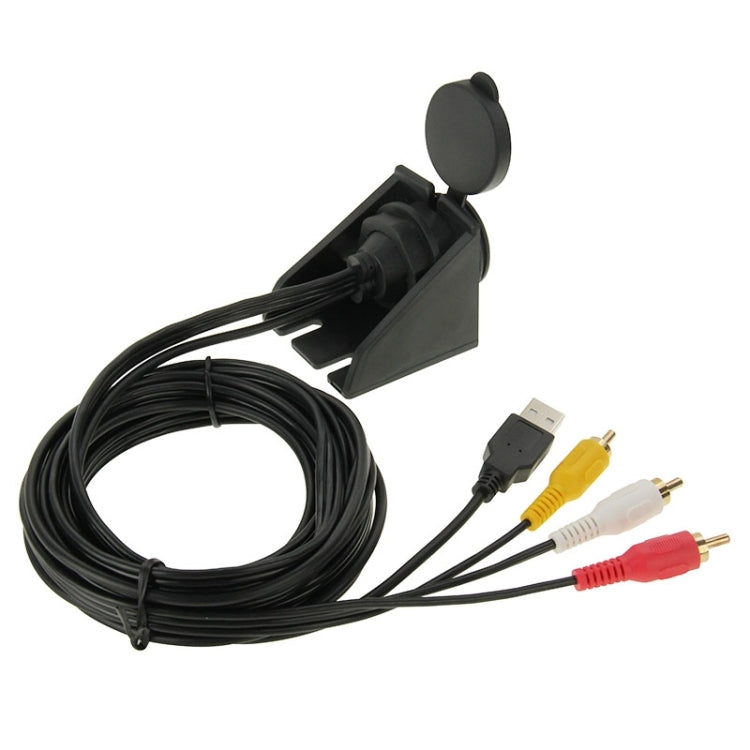 USB 2.0 & 3 RCA Male to USB 2.0 & 3.5mm Female Adapter Cable with Car Flush Mount, Length: 2m - DIY Cables by PMC Jewellery | Online Shopping South Africa | PMC Jewellery