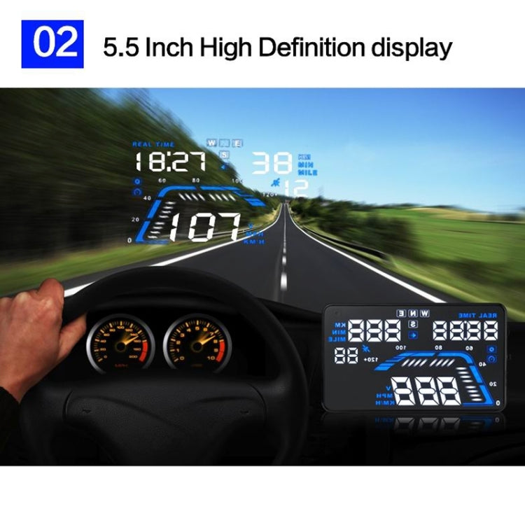 Q7 5.5 inch Car GPS HUD Vehicle-mounted Head Up Display Security System, Support Speed & Real Time & Altitude & Over Speed Alarm & Satellite Number, etc. - Head Up Display System by PMC Jewellery | Online Shopping South Africa | PMC Jewellery | Buy Now Pay Later Mobicred