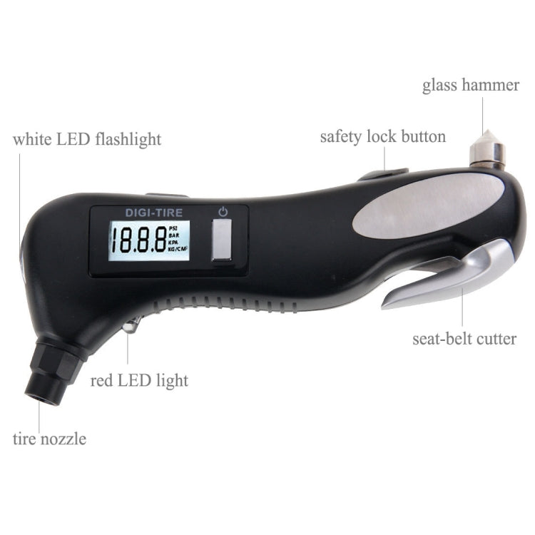 LCD Display Screen Digital Tire Gauge with LED Flashlight, Pressure Range: 2-150PSI - Tire Pressure Gauges by PMC Jewellery | Online Shopping South Africa | PMC Jewellery | Buy Now Pay Later Mobicred