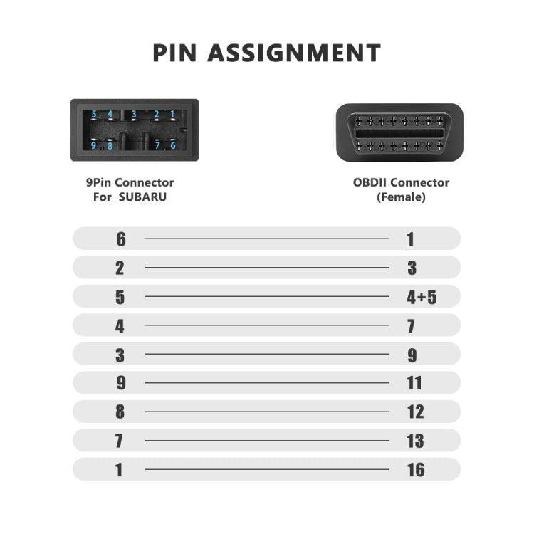 9 Pin to 16 Pin OBDII Diagnostic Cable for Subaru - Cables & Connectors by PMC Jewellery | Online Shopping South Africa | PMC Jewellery | Buy Now Pay Later Mobicred