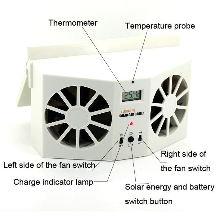 2W Solar Powered Car Auto Air Vent Cool Fan Cooler Ventilation System Radiator, with Temperature Display - Heating & Fans by PMC Jewellery | Online Shopping South Africa | PMC Jewellery | Buy Now Pay Later Mobicred