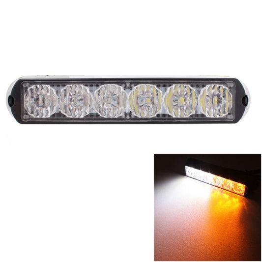 18W 1080LM 6-LED White + Yellow Light Wired Car Flashing Warning Signal Lamp, DC 12-24V, Wire Length: 90cm - Warning Lights by PMC Jewellery | Online Shopping South Africa | PMC Jewellery | Buy Now Pay Later Mobicred