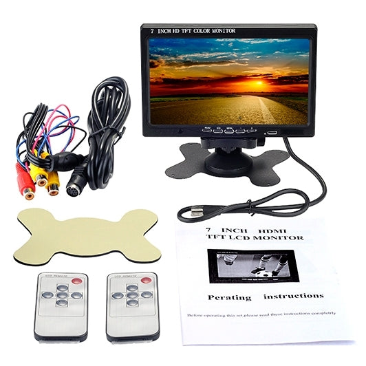 Universal 7.0 inch Car Monitor / Surveillance Cameras Monitor with Adjustable Angle Holder & Remote Controller, Support HDMI / VGA - Car Monitor by PMC Jewellery | Online Shopping South Africa | PMC Jewellery | Buy Now Pay Later Mobicred