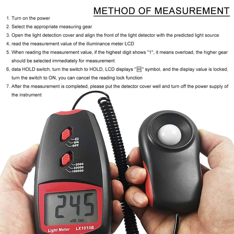 Digital Light Meter, Measuring Range: 1-100000 Lux(Red) - Light & Sound Meter by PMC Jewellery | Online Shopping South Africa | PMC Jewellery | Buy Now Pay Later Mobicred