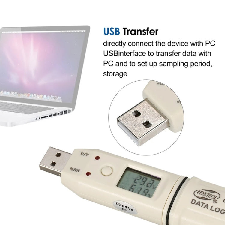 BENETECH GM1365 Digital Humidity & Temperature Data Logger - Thermostat & Thermometer by BENETECH | Online Shopping South Africa | PMC TechLife | Buy Now Pay Later Mobicred