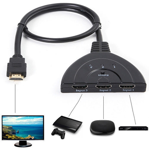 3x1 Pigtail HDMI Switcher Up to 1080P (Gold Plated)(Black) - Switch by PMC TechLife | Online Shopping South Africa | PMC TechLife