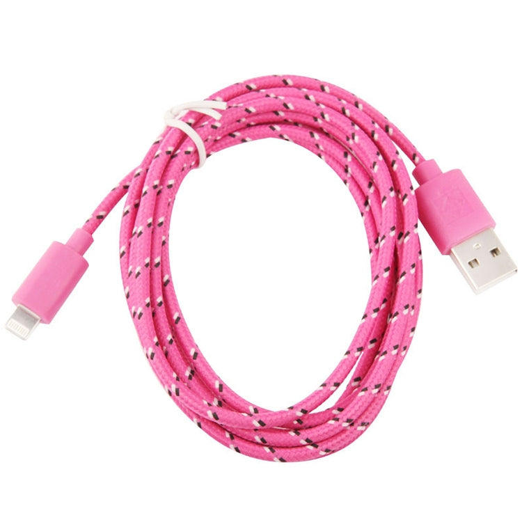 1m Nylon Netting Style USB 8 Pin Data Transfer Charging Cable for iPhone, iPad(Magenta) - Normal Style Cable by PMC Jewellery | Online Shopping South Africa | PMC Jewellery | Buy Now Pay Later Mobicred