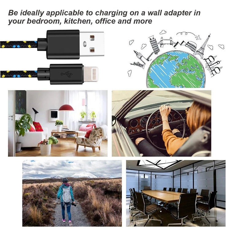 3m Nylon Netting Style USB Data Transfer Charging Cable for iPhone, iPad(Orange) - free shipping - PMC Jewellery - Order now!