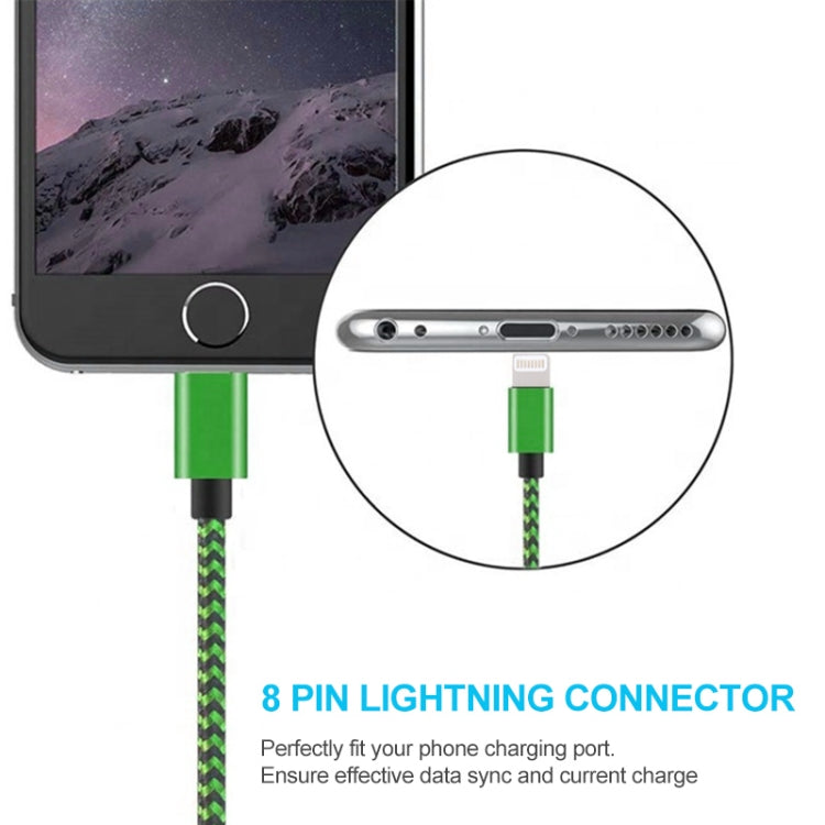 2A Woven Style USB to 8 Pin Sync Data / Charging Cable, Cable Length: 1m(Green) - Normal Style Cable by PMC Jewellery | Online Shopping South Africa | PMC Jewellery | Buy Now Pay Later Mobicred