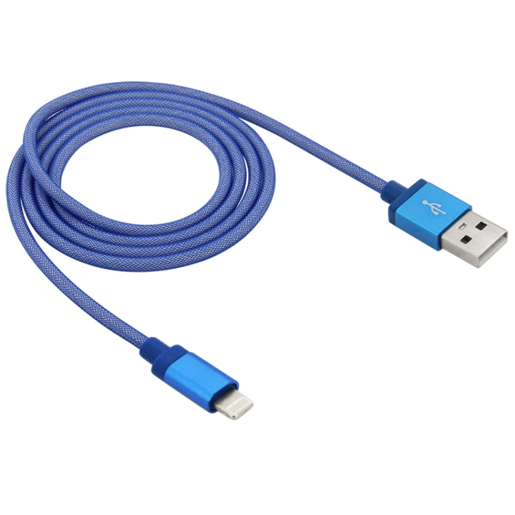 Net Style Metal Head 8 Pin to USB Data / Charger Cable, Cable Length: 1m(Blue) - Normal Style Cable by PMC Jewellery | Online Shopping South Africa | PMC Jewellery | Buy Now Pay Later Mobicred