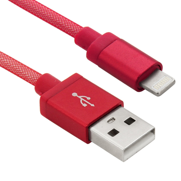 Net Style Metal Head 8 Pin to USB Data / Charger Cable, Cable Length: 1m(Red) - Normal Style Cable by PMC Jewellery | Online Shopping South Africa | PMC Jewellery | Buy Now Pay Later Mobicred