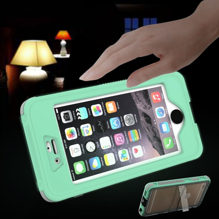 Waterproof Dustproof Shockproof Crushproof Noctilucent Protective Case with Holder for iPhone 6 & 6S(Green) - More iPhone Cases by PMC Jewellery | Online Shopping South Africa | PMC Jewellery