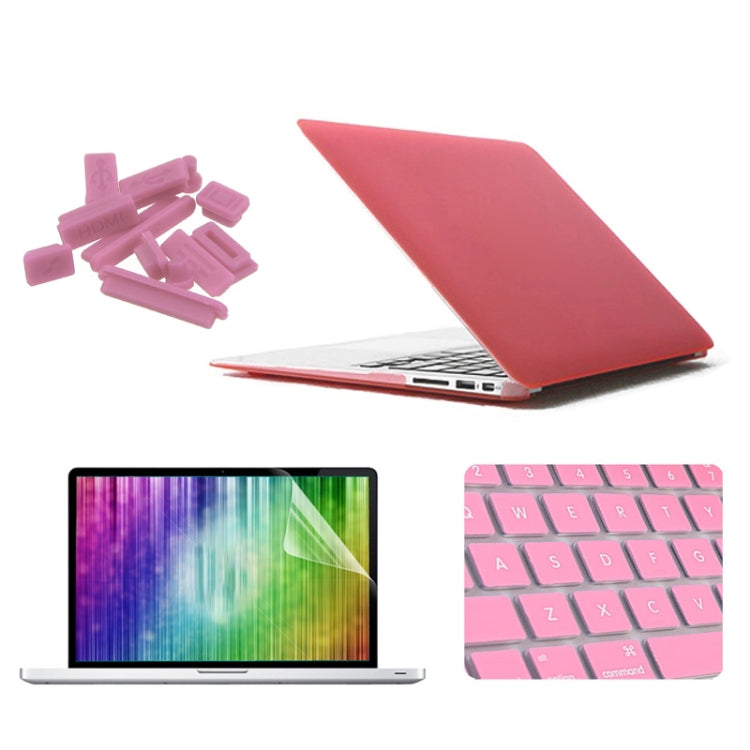 ENKAY for MacBook Air 11.6 inch (US Version) / A1370 / A1465 4 in 1 Frosted Hard Shell Plastic Protective Case with Screen Protector & Keyboard Guard & Anti-dust Plugs(Pink) - MacBook Air Cases by ENKAY | Online Shopping South Africa | PMC Jewellery | Buy Now Pay Later Mobicred