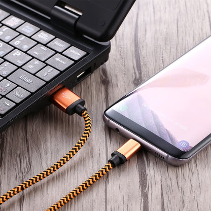 1m Woven Style USB-C / Type-C 3.1 to USB 2.0 Data Sync Charge Cable(Orange) - USB-C & Type-C Cable by PMC Jewellery | Online Shopping South Africa | PMC Jewellery