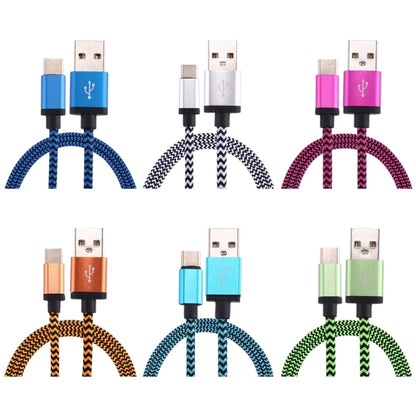 1m Woven Style USB-C / Type-C 3.1 to USB 2.0 Data Sync Charge Cable(Green) - USB-C & Type-C Cable by PMC Jewellery | Online Shopping South Africa | PMC Jewellery | Buy Now Pay Later Mobicred