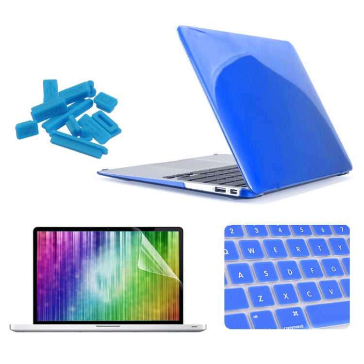 ENKAY for MacBook Air 11.6 inch (US Version) / A1370 / A1465 4 in 1 Crystal Hard Shell Plastic Protective Case with Screen Protector & Keyboard Guard & Anti-dust Plugs(Dark Blue) - MacBook Air Cases by ENKAY | Online Shopping South Africa | PMC Jewellery | Buy Now Pay Later Mobicred