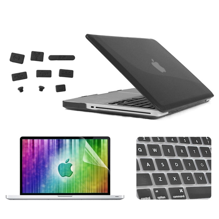 ENKAY for MacBook Pro 15.4 inch (US Version) / A1286 4 in 1 Crystal Hard Shell Plastic Protective Case with Screen Protector & Keyboard Guard & Anti-dust Plugs(Black) - MacBook Pro Cases by ENKAY | Online Shopping South Africa | PMC Jewellery | Buy Now Pay Later Mobicred